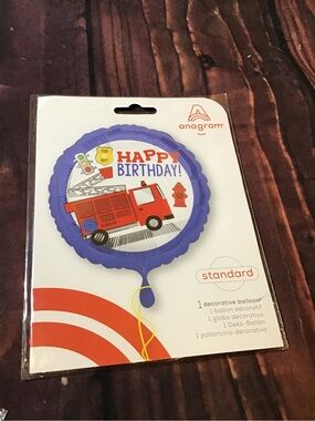 Fire truck happy birthday balloon 17in. -New